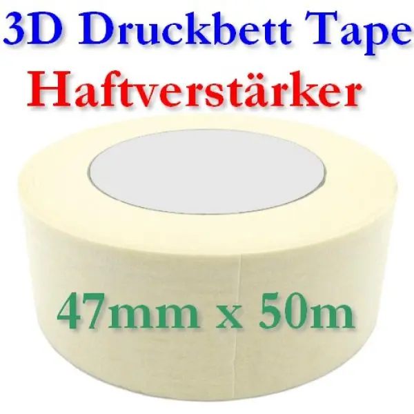 Druckbett-Haftung Klebeband weiß-gelb Tape Rolle 47mm x 50m
