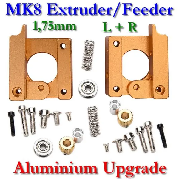 MK8 Extruder/Feeder Aluminium Upgrade 'gold' 1,75mm SET (L+R)