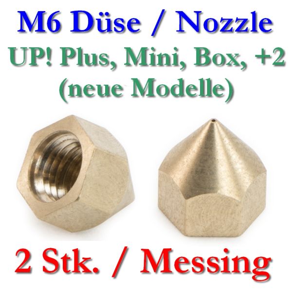 2x UP! brass nozzle M6 female inner thread - 0.4mm (new models)
