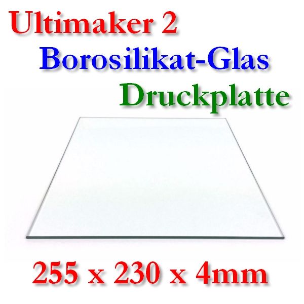 Borosilikat Glas Druckplatte 255x230x4mm UM2