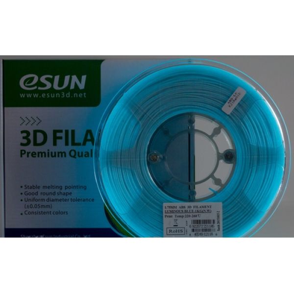 eSun ABS 3.00mm LUMINOUS GLOW BLUE 1kg 3D Printer Filament