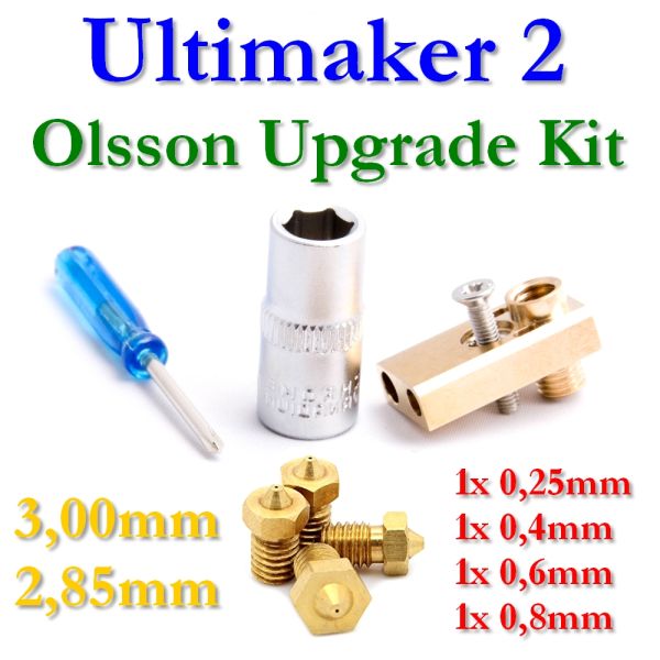Olsson Block Kit, 4 nozzles, M7 Nut 2.85mm & 3.00mm for UM2