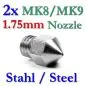 Preview: 2x-mk8-mk9-precision-nozzle-steel-3d-printer-m6-thread-0.2-till-0.8mm-1222