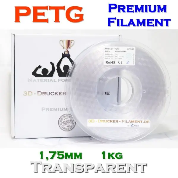 Z3D PETG 1.75mm TRANSPARENT CLEAR 1kg 3D Printer Filament