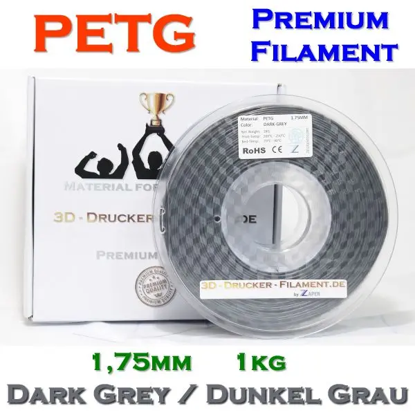 Z3D PETG 1,75mm GRAU-DUNKEL 1kg 3D Drucker Filament