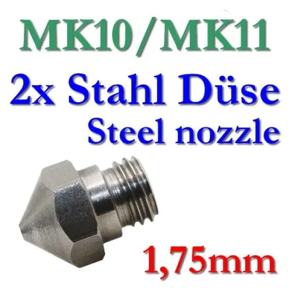 2x MK10 MK11 Präzisions 3D Drucker Düse Edelstahl 0,2 bis 0,8mm