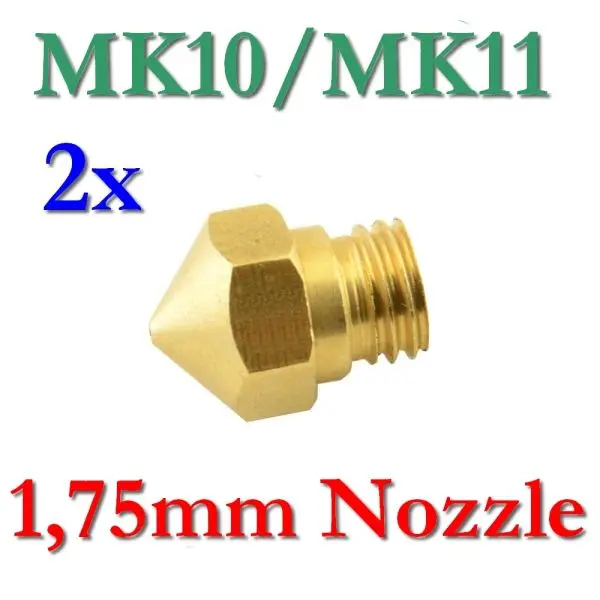 2x MK10 MK11 Präzisions 3D Drucker Düse Messing 0,2 bis 0,8mm