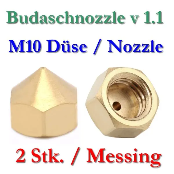 2x RepRap 1.1 brass nozzle M10 x1.5 female inner thread - 0.4mm