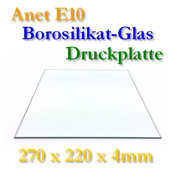 Borosilikat Glas Druckplatte 270x220x4mm E10