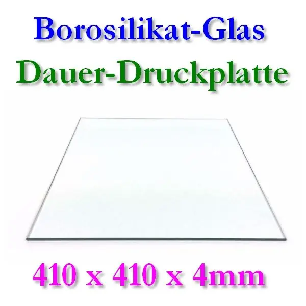 Borosilikat Glas Druckplatte 410x410x4mm