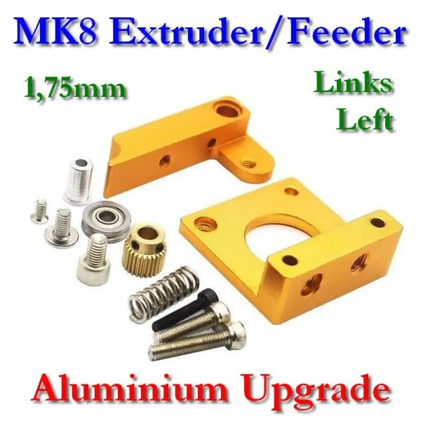 MK8 extruder/feeder aluminum upgrade 'gold' 1.75mm (left)