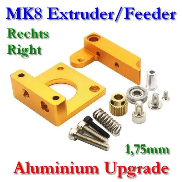 MK8 extruder/feeder aluminum upgrade 'gold' 1.75mm (right)
