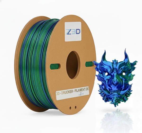 Preview: Z3D PLA 1.75mm SILK WATER GREEN-BLUE 1kg 3D Printer Filament